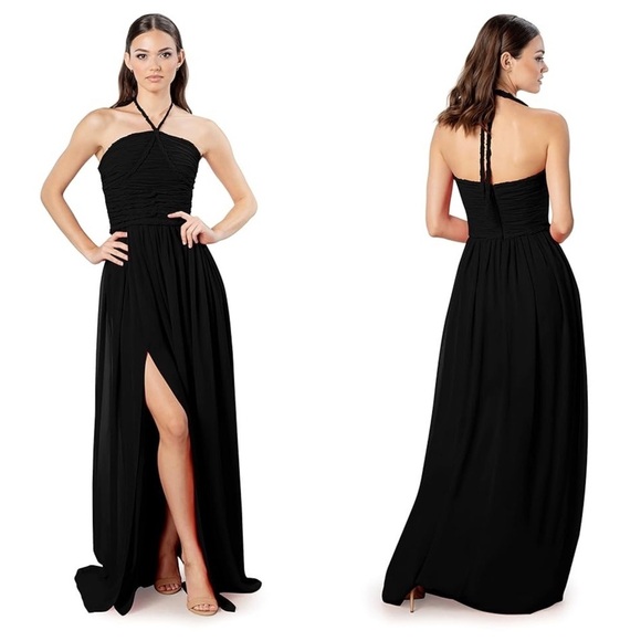 Dress the Population Dresses & Skirts - New! Dress The Population Aura Braided Halter Chiffon Maxi Dress 🖤 XS